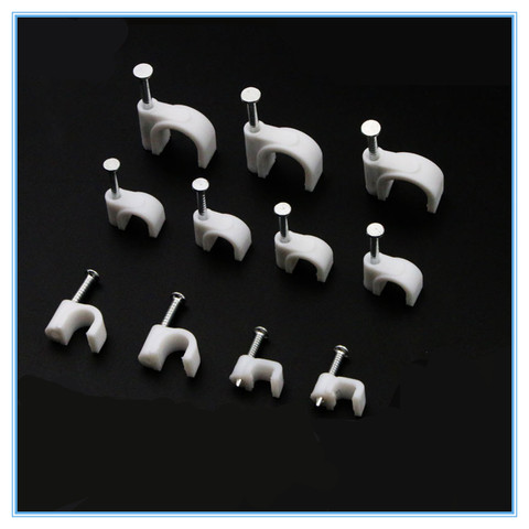 100pcs Cable fixed 5mm Flat or Round or Circle Path cable clips with Nail, Wire U Circle Cable Clamp with Nail ► Photo 1/3