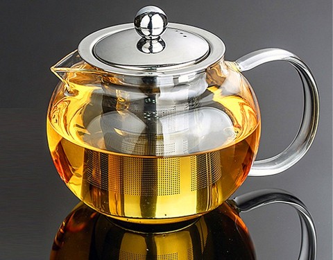 1PC 6 Capacity 350ml,500ml,650ml,800ml,950ml,1300ml Hear Resistant Glass Teapot Cup with Stainless Steel Infuser and Lid JN 1032 ► Photo 1/6