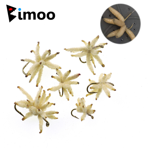 Bimoo 6PCS Size #10~#20 Ultra Maggots Nymph Maggot Cluster Fly for Trout Carp Perch Fishing Artificial Worm Insect Baits ► Photo 1/6