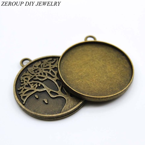 5pcs/lot 30mm Necklace Pendant Setting Antique Bronze Silver Color Glass Cabochon Blank Base Supplies for Jewelry Finding T1000 ► Photo 1/3