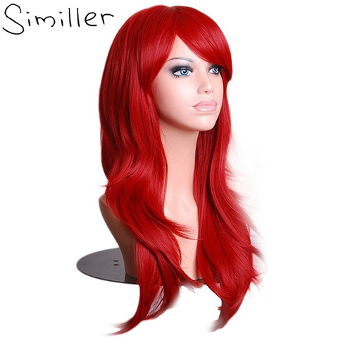 Similler 70cm Kinky Curly Red Black Purple Cosplay Wigs Women Long Synthetic Hair Costume for Halloween ► Photo 1/6