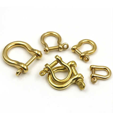 1piece Solid Brass Carabiner D Bow Staples Shackle Fob Key Ring Keychain Hook Screw Joint Connector Buckle ► Photo 1/6