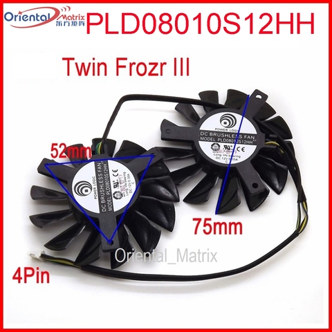Free Shipping 2pcs/lot PLD08010S12HH DC 12V 0.35A 75mm Dual Fans Replacement Video Card Fan MSI Twin Frozr III 4Pin ► Photo 1/6