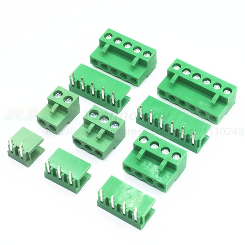 10 sets/lot HT5.08 2 3 4 5pin Right angle Terminal plug type 300V 10A KF2EDGK 5.08mm pitch PCB connector screw terminal block ► Photo 1/2