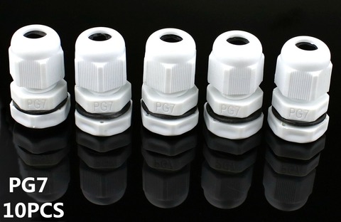 10pcs High Quality IP68 PG7 3-6.5MM Waterproof Nylon Cable Gland No Waterproof Gasket Plastic Cable Gland WHITE ► Photo 1/1