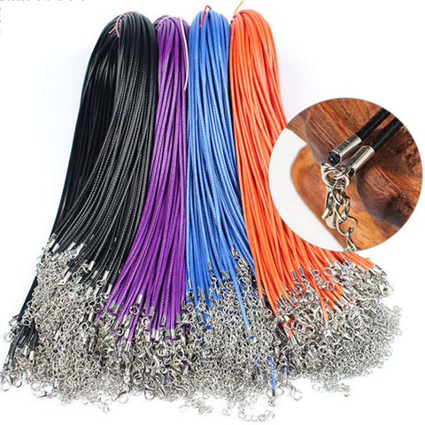 20pcs 45/60cm Adjustable Leather Wax Cord DIY Handmade Braided Rope Necklaces Pendant Charms Lobster Clasp String Jewelry Making ► Photo 1/6