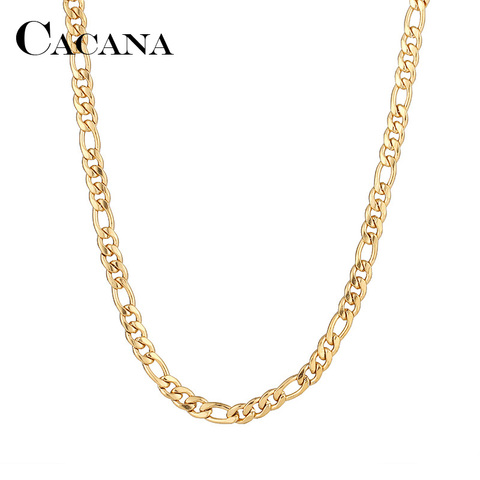CACANA Stainless Steel Chain Necklaces For Man Women Gold Silver Color For Pendant Flat Donot Fade Jewelry N1910 ► Photo 1/6
