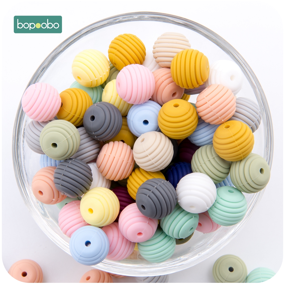 20pcs Baby BPA Free Silicone Teething Necklace Nursing Teether Round Beads Chain 