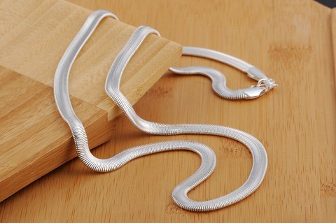 16-24inch Free shipping Popular Beautiful fashion silver color5MM flat snake necklace high quality  jewelry N193 Kinsle ► Photo 1/5