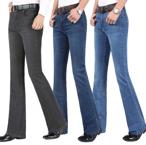 2022 New Summer Thin Mens Flared Leg Jeans High Waist Long Flare Jeans For Men Bootcut Blue Jeans Hommes bell bottom jeans men ► Photo 1/6
