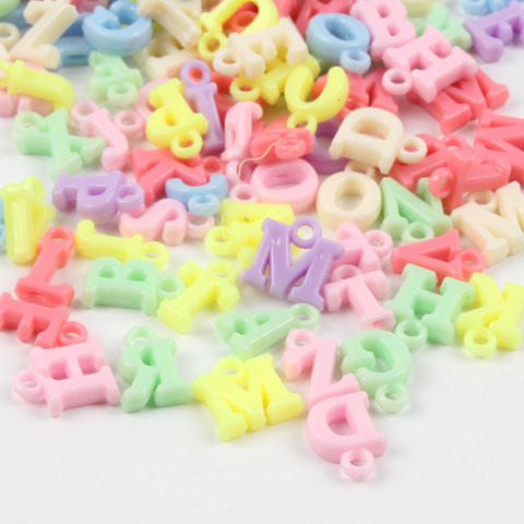 100pcs 14mm Candy Color Random Letter Beads Acrylic Beads Fit DIY Jewelry Making Children's Necklace Pendant ► Photo 1/4