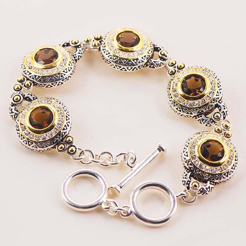 New Brown Crystal Zircon Gold Filled Fashion Jewelry Bracelet 8