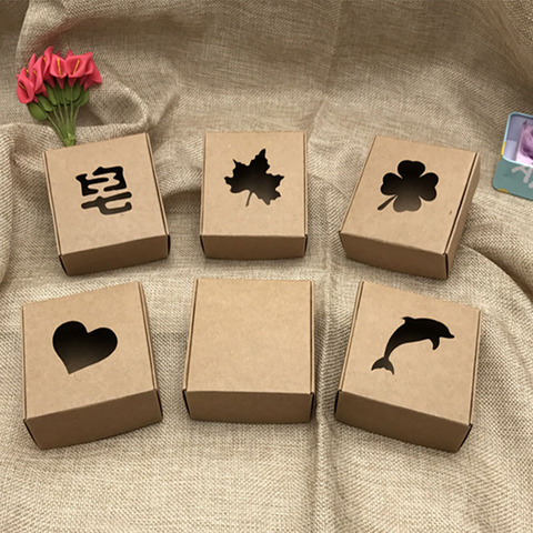 6.5x6.5x3cm/7.5x7.5x3cm 10pcs Natural Kraft paper gift packaging box,small craft box folding handmade soap paper cardboard box ► Photo 1/6