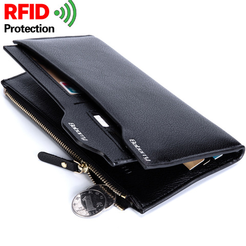 BABORRY Men RFID Protection Wallets Coin Purse Male Wallet  Soft Card Case Clutch Leather Zipper Wallet Carteria Portomonee ► Photo 1/6
