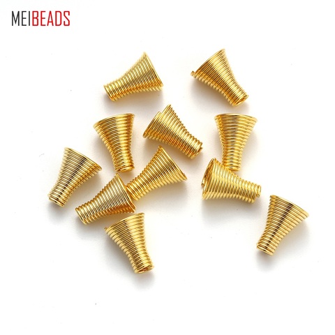 MEIBEADS 50pcs/lot 8*12mm Gold Color Spring Beads Caps Metal Tube Caps DIY Jewelry Accessories Findings UF2035 ► Photo 1/6