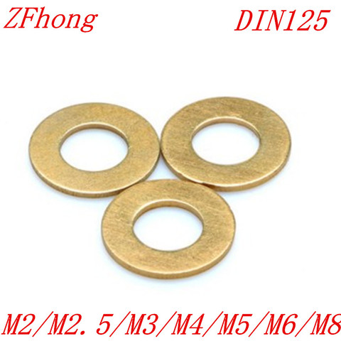 100pcs 50pcs DIN125 ISO7089 M2 M2.5 M3 M4 M5 M6 M8 Brass Flat Washer Sheet Metal Collar ► Photo 1/1