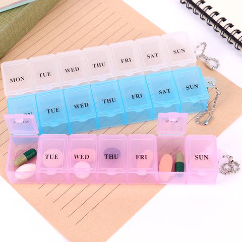 7 Days Pill Case Medicine Storage Tablet Pill Box With Clip Lids Medicine Organizer Pill Case Splitters Storage Dispenser ► Photo 1/6