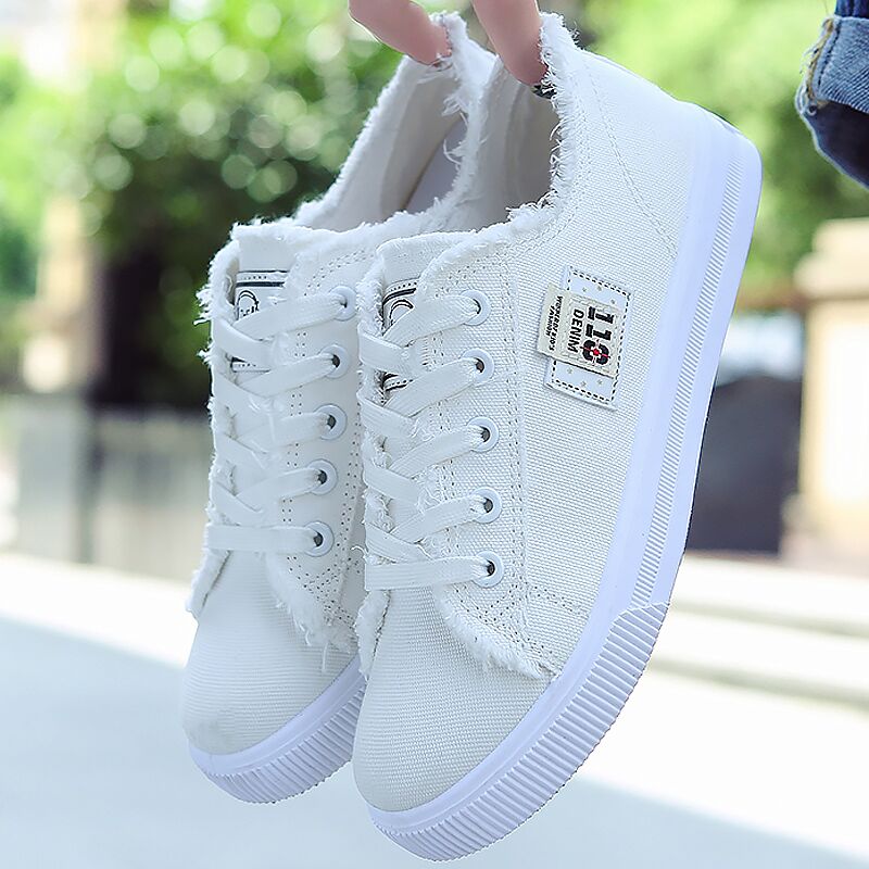 Hot Fashion Women's Breathable Canvas Casual Sneakers Lace Up Flat Slip On Shoes 