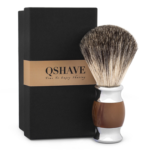Qshave Man Pure Badger Hair Shaving Brush 100% Original for Double Edge Safety Straight Classic Safety Razor agate Imitation ► Photo 1/6