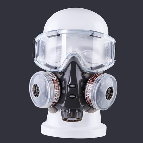 New Dust Gas Protective Mask With Safety Goggles Dual Filters Chemical Respirator For Spraying Painting Factory Industry Use ► Photo 1/6