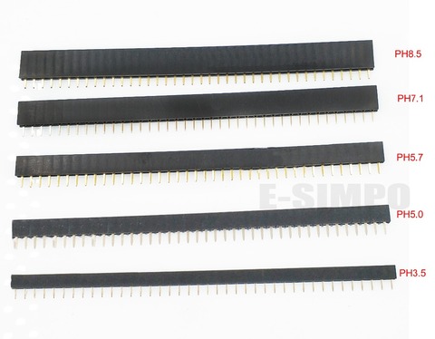 5Pcs 2.54mm Female Header PH3.5/5/5.7/7.1/8.5mm Straight 1X40P single row Gold-plated ► Photo 1/3