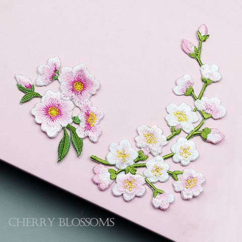 Cherry Blossoms Plum Flower Patch Iron on Applique Floral Patch for Clothes Fabric Iron to Stick DIY Coat Jeans Accessories ► Photo 1/6