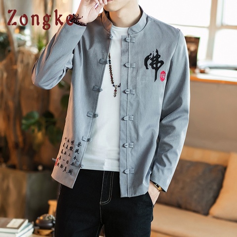 Zongke Buddha-Word Embroidery Harajuku Jacket Men 2022 Japanese Streetwear Men Jacket Winter Jackets For Men Brand Coat M-4XL ► Photo 1/6