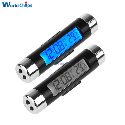 2 in 1 Blue/Backlight Car Digital LCD Temperature Thermometer Auto Clock Indoor Electronic Without Battery ► Photo 1/1