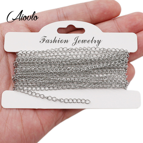 Aiovlo 5m/lot Stainless Steel Bracelet Extension Tail Chain Bulk Necklace Extender Width 2.5 3mm Chains for DIY Jewelry Making ► Photo 1/6