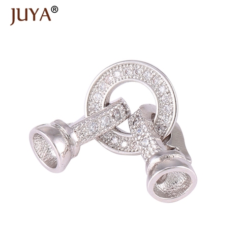 Juya High Quality Copper Clasps Connectors Micro Pave CZ Rhinestone Jewelry End Cap Clasp for Bracelet Necklace Making Findings ► Photo 1/6