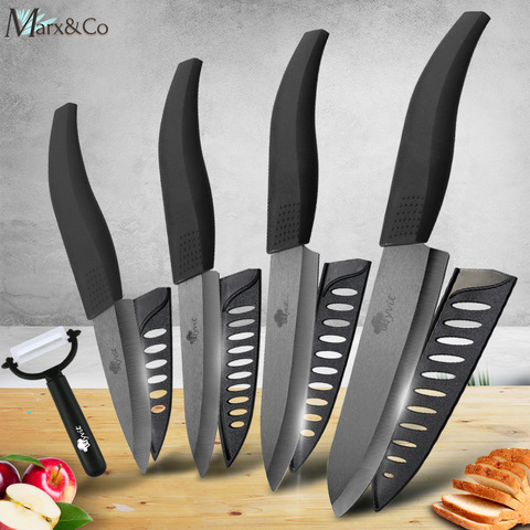 Ceramic Kitchen Knife 3 4 5 6 inch Chef Utility Slicer Paring Ceramic Knives Peeler Set Black Zirconia Blade Cooking Meat Cutter ► Photo 1/6
