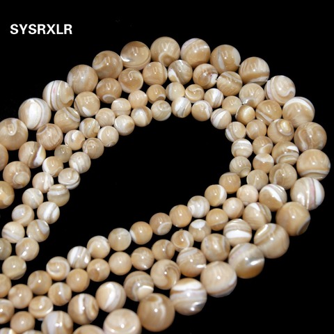 Natural Round Trochus niloticus Top Shell Stone Beige Beads For Jewelry Making DIY Bracelet Necklace 4 6 8 10 12 MM Strand 15'' ► Photo 1/5