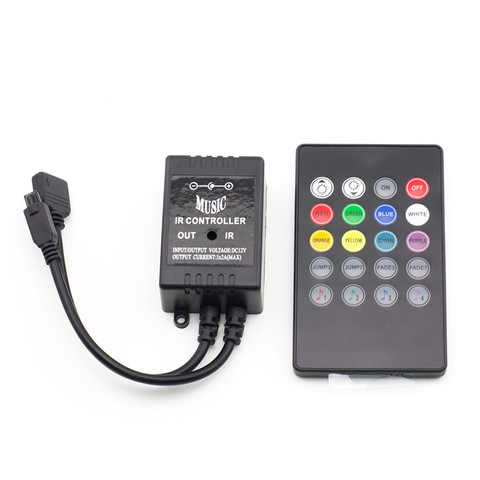 New 20 Key 12-24V 72W 38KHz Music IRController Black Sound Sensor Remote For RGB LED Strip High Quality ► Photo 1/3