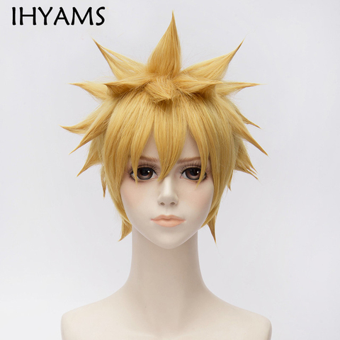 NARUTO Naruto Uzumaki Cosplay Wigs 30cm Short Golden Heat Resistant Synthetic Hair Perucas Cosplay Wig + Wig Cap ► Photo 1/3