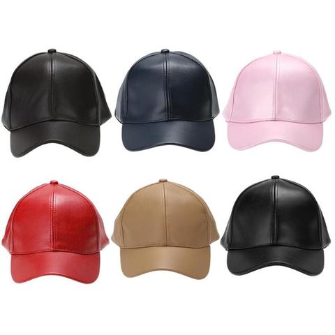 Fashion PU Leather Baseball Cap women men solid color Snapback Outdoor Sport Adjustable Hats hot sale gorras hombre бейсболки ► Photo 1/6