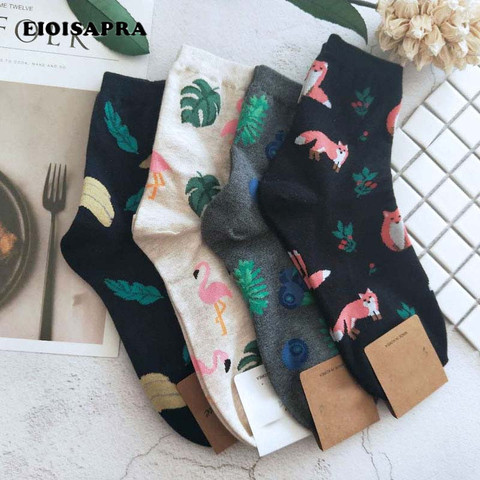 [EIOISAPRA]Cute Jacquard/Plants Printing Pattern Art Socks Women Korean Animal/Cactus Socks Funny Socks Kawaii Sokken Calcetines ► Photo 1/6