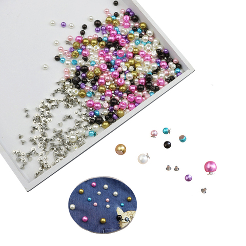 50Sets 6MM/8MM Color Imitation Pearl Rivets Studs DIY Wedding Decor Rivet Pearls Garment Leather Shoes Accessories Beads Spikes ► Photo 1/6