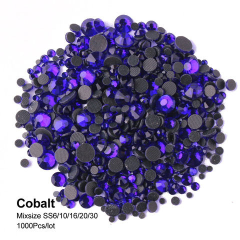 Shinny color Cobalt 1200Pcs/lot  Hotfix Rhinestone Mix size SS6-SS30 Crystal flatback stones  for Adornment DIY free shipping ► Photo 1/6