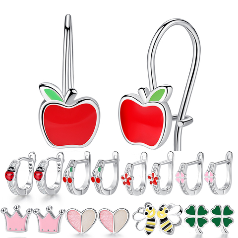 Sweet Cute Red Enamel Apple Stud Earrings for Kids Children Girls 925-Sterling Silver Earrings Jewelry Christmas Day Gift ► Photo 1/6