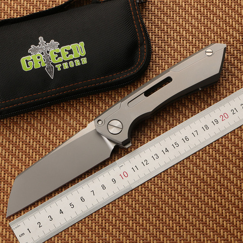 Green thorn SNECX BUSTER folding knife M390 blade TC4 titanium handle Copper gasket outdoor camping utility fruit knife EDC tool ► Photo 1/6