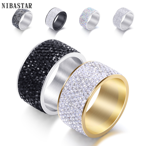Wholesale 8 row Crystal Rings for Women Austria Crystal Ring Stainless Steel Bijoux For Women Wedding Jewelry ► Photo 1/6