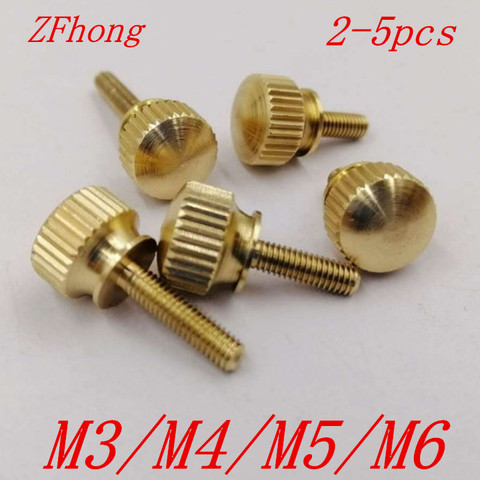 2-5PCS M3 M4 M5 M6 Hand Tighten Brass Knurled Screws Copper Twist Knurled bolts Computer Chass Bolt Thumb Screw ► Photo 1/1