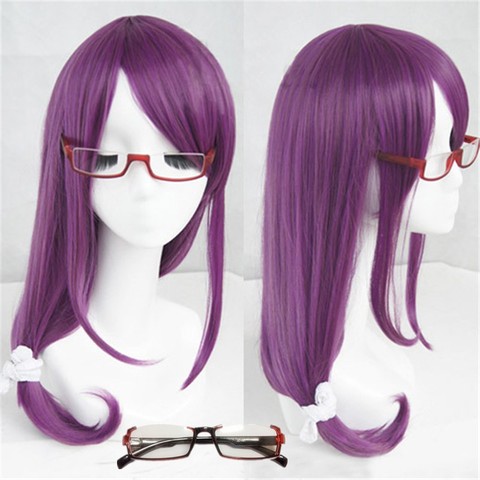 Tokyo Ghoul Guru Rize Kamishiro Long Wavy Purple Heat Resistant Synthetic Hair Cosplay Wig + Wig Cap + Glasses ► Photo 1/5