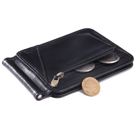 Men Wallet RFID BLOCKING 2022 New Leather Money Clip Metal Wallet Men Thin Billfold Folded Clamp for Money Credit  Cash Clips ► Photo 1/6