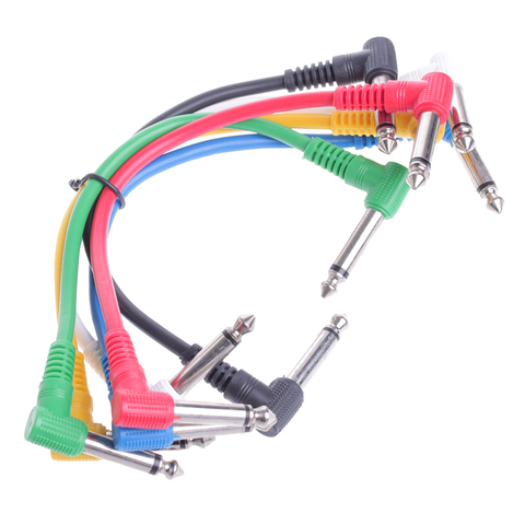 6Pcs/Set Guitar Parts Colorful Angled Plug Audio Cable Leads Patch Cables For Guitar Pedal Effect ► Photo 1/6