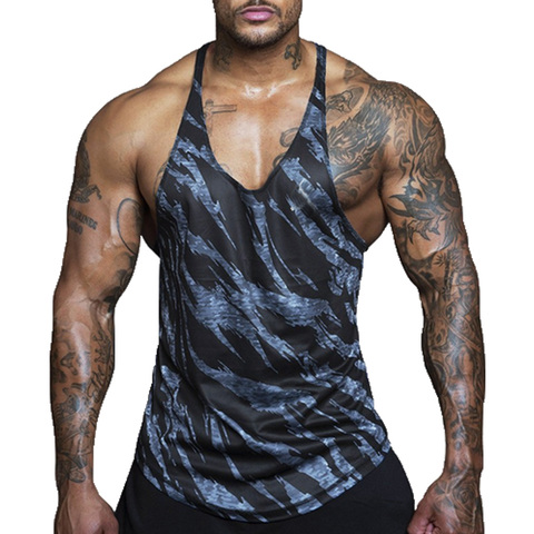 Gym Men Bodybuilding Camo Sleeveless Single Tank Top Muscle Stringer Athletic Fitness Vest Tops Summer Clothes ► Photo 1/6