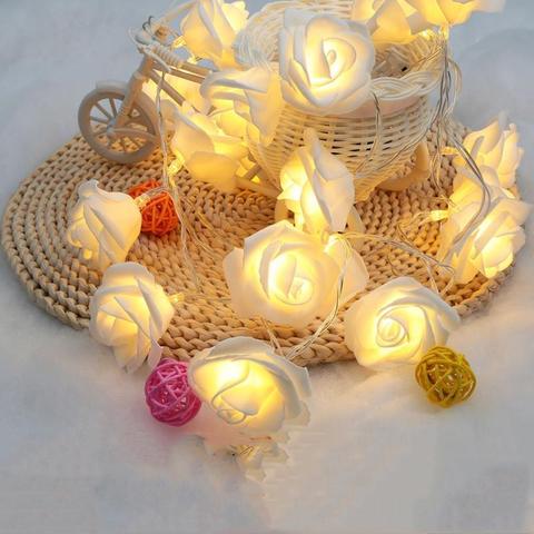 Fashion Holiday Lighting 20 x LED Novelty Rose Flower Fairy String Lights Wedding Garden Party Christmas Decoration ► Photo 1/6