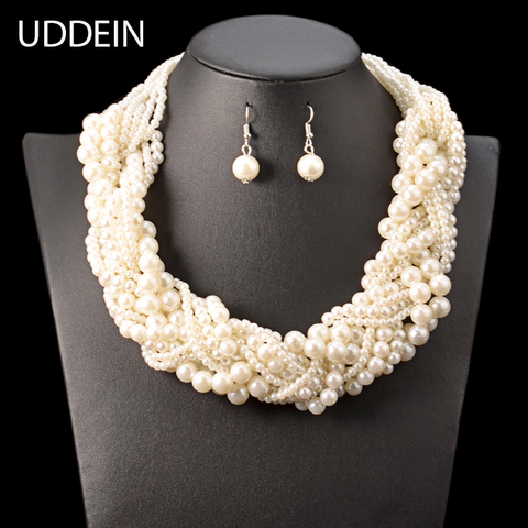 UDDEIN Nigerian wedding Indian jewelry sets bohemian simulated pearl necklace for women accessories wholesale statement chokers  ► Photo 1/6