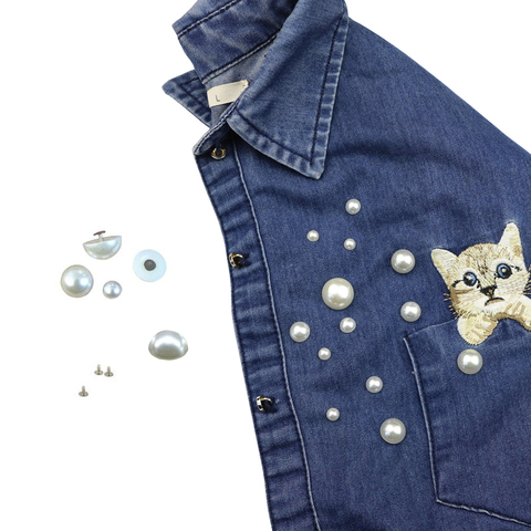 50/100 Sets Semicircle Imitation Pearl Rivets DIY Garment Leather Accessories Flat Back Spikes Wedding Decor Half Round Pearls ► Photo 1/6