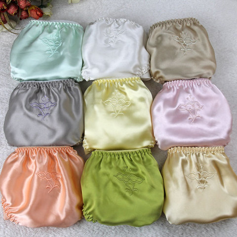 Women Silk Satin Panties Female Floral Embroidery Underwear 3psc Pack Ladies Knickers Briefs ► Photo 1/2